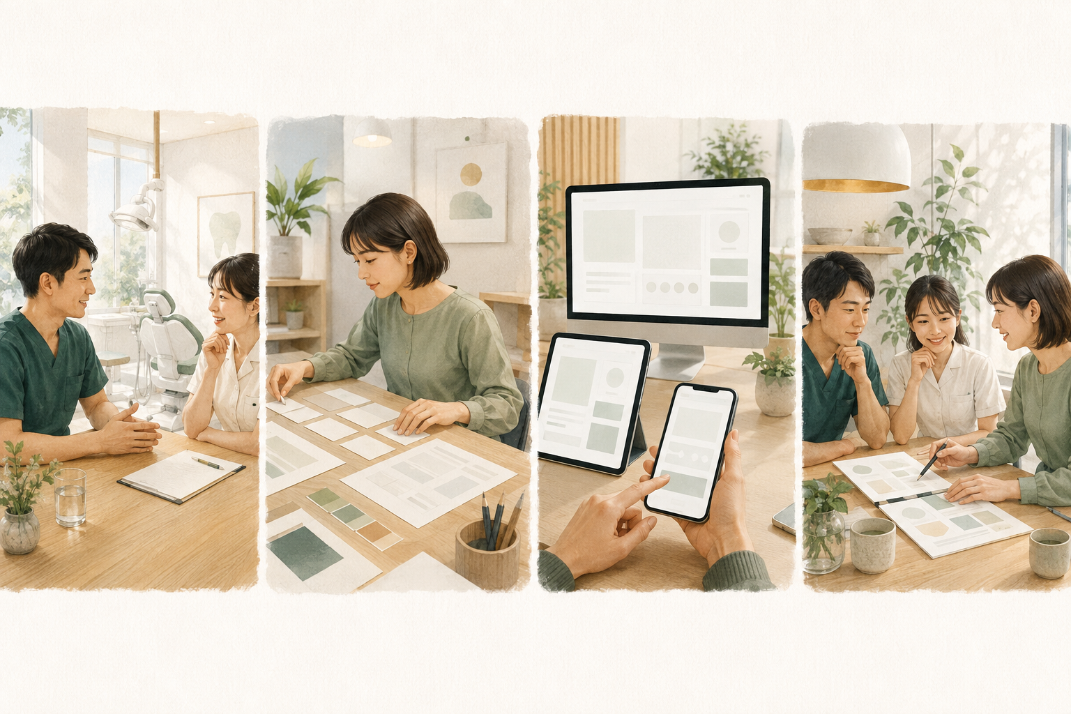 ヒアリング、デザイン、スマートフォン確認、公開後の改善までの制作工程